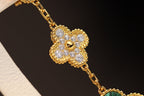 VCA CLOVER EARRINGS GOLD MALACHITE DIAMOND 3 MOTIF