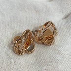 VCA CLOVER MEDIUM 1 MOTIFS CARNELIAN DIAMOND EARRINGS