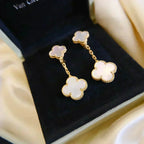 VCA CLOVER 2 MOTIF WHITE MOP EARRINGS