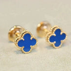VCA CLOVER MINI 9.5MM BLUE AGATE EARRINGS
