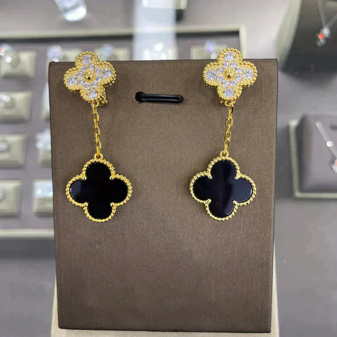 VCA CLOVER 2 MOTIFS DIAMOND EARRINGS (MULTIPLE CHOICES莽麓
