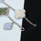 VCA CLOVER BRACELET 5 MOTIFS MOP CHALCEDONY SILVER
