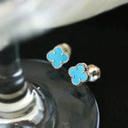 VCA CLOVER MINI TUROUOISE SILVER STUD EARRINGS