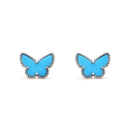 VCA BUTTERFLY TURQUOISE EARRINGS SILVER