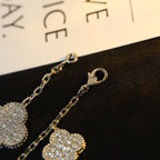 VCA CLOVER BRACELET 5 MOTIF SILVER DIAMOND PAVED