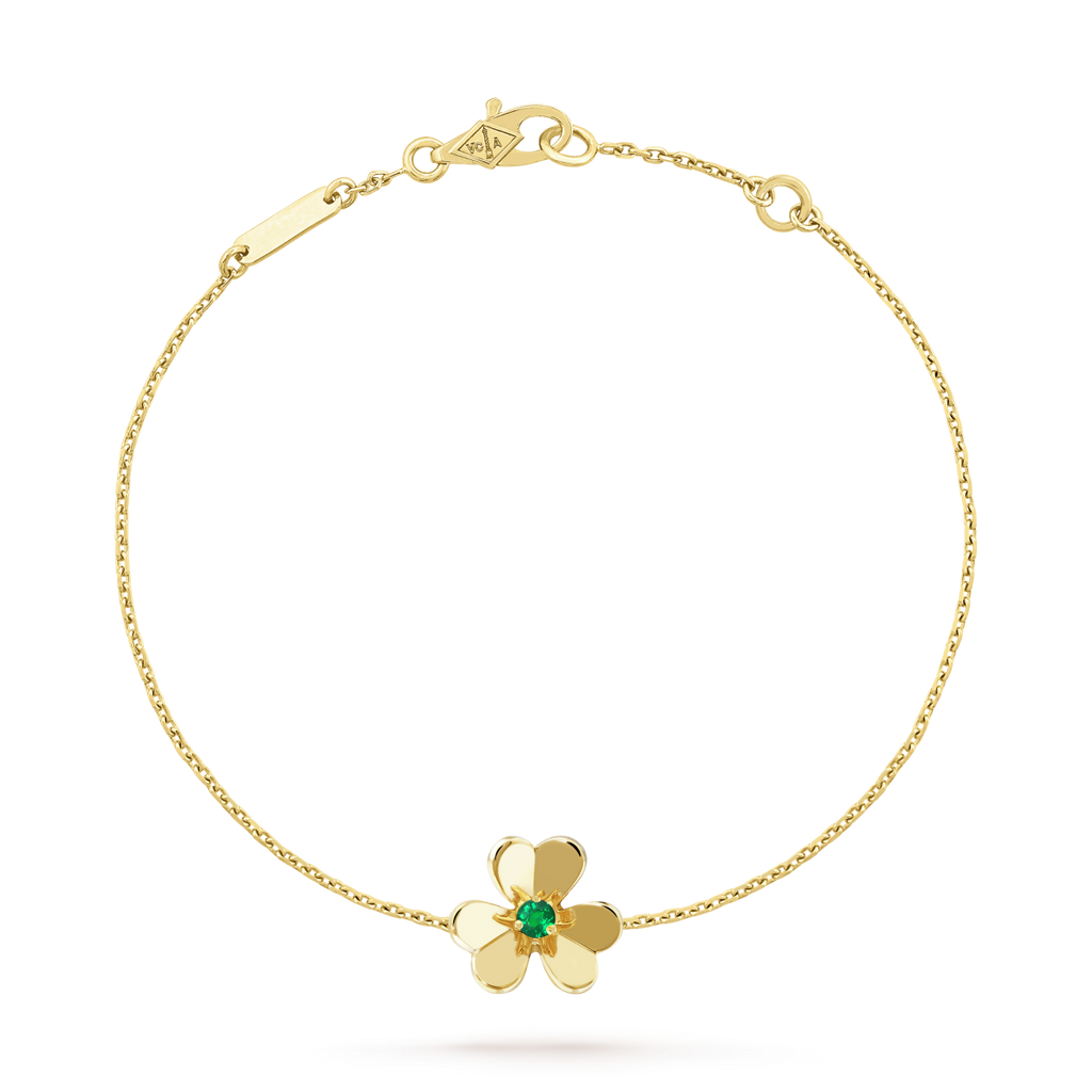 VCA FRIVOLE GOLD FLOWER PINK MALACHITE BRACELET