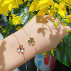 VCA FRIVOLE GOLD FLOWER PINK MALACHITE BRACELET