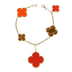 VCA CLOVER BRACELET 5 MOTIFS CARNELIAN TIGER EYE