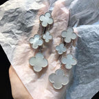 VCA CLOVER EARRINGS WHITE MOP 4 MOTIFS SILVER